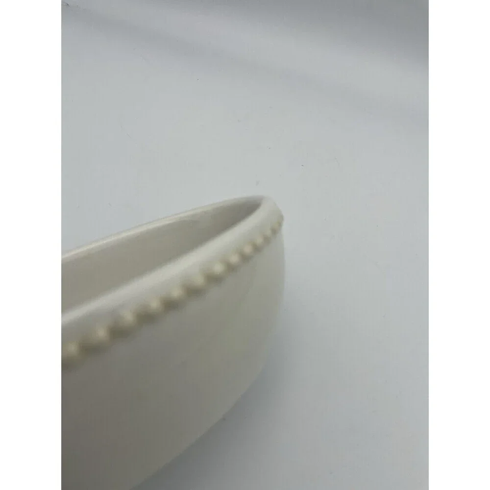 Princess House stoneware Pavillion Mini Ceramic Oval Bowl Cream White 1309